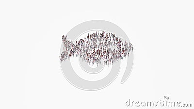 3d rendering of crowd of people in shape of symbol of fish on white background isolated Stock Photo