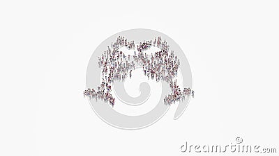 3d rendering of crowd of people in shape of symbol of glass cheers on white background isolated Stock Photo