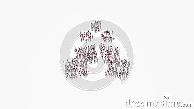 3d rendering of crowd of people in shape of symbol of holly berry on white background isolated Stock Photo