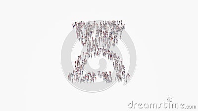 3d rendering of crowd of people in shape of symbol of hourglass start on white background isolated Stock Photo