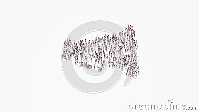 3d rendering of crowd of people in shape of symbol of megaphone on white background isolated Stock Photo