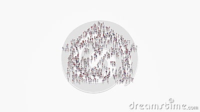 3d rendering of crowd of people in shape of symbol of mortgage on white background isolated Stock Photo