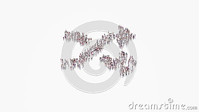 3d rendering of crowd of people in shape of symbol of random on white background isolated Stock Photo