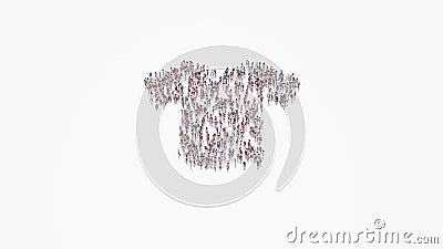 3d rendering of crowd of people in shape of symbol of t-shirt on white background isolated Stock Photo