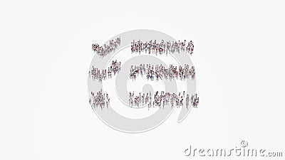 3d rendering of crowd of people in shape of symbol of tasks on white background isolated Stock Photo