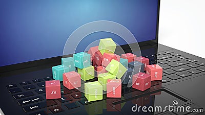 3D rendering of cubes with domain names Stock Photo