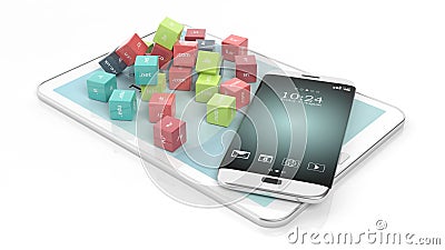 3D rendering of cubes with domain names Stock Photo