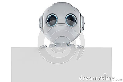 Mini robot with empty note Stock Photo