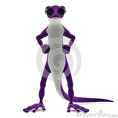3D-illustration of a cute and funny cartoon gecko. isolated rendering object Cartoon Illustration