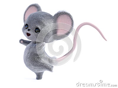 3D rendering of a cute happy mouse Stock Photo