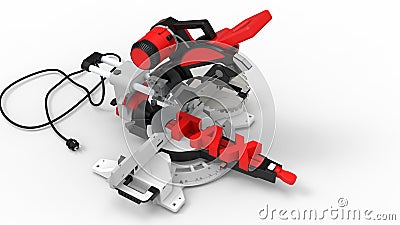 3D rendering - cutting red taxes on a saw blade concept Cartoon Illustration
