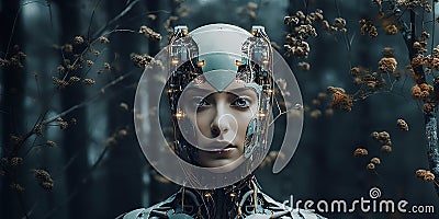 3D rendering cyborg bionic human robotic synthetic cyberpunk scifi android robot science fiction Stock Photo