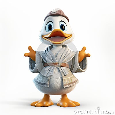 Maya-rendered Duck Sheriff: Meticulous Design With Zen-inspired Robes Stock Photo