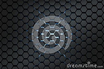 3d rendering, dark hexagonal background, sci-fi background Cartoon Illustration