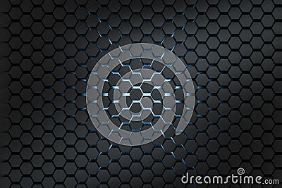 3d rendering, dark hexagonal background, sci-fi background Cartoon Illustration