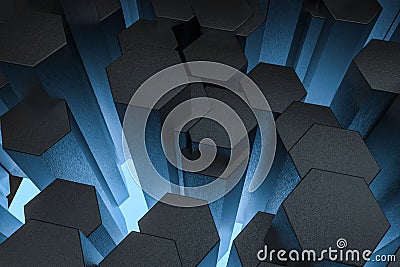 3d rendering, dark hexagonal background, sci-fi background Cartoon Illustration