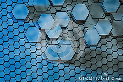 3d rendering, dark hexagonal background, sci-fi background Cartoon Illustration