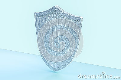 3d rendering, a defense shield with technological background Cartoon Illustration