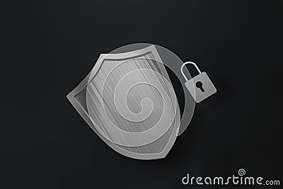 3d rendering, a defense shield with technological background Cartoon Illustration