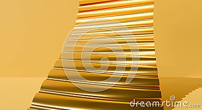 3d rendering design for display stand. golden stairs case on gold wall background abstract art. Step by step ladder of success Stock Photo