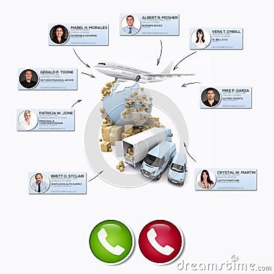 business contacts making a conference call in an international distribution context Stock Photo