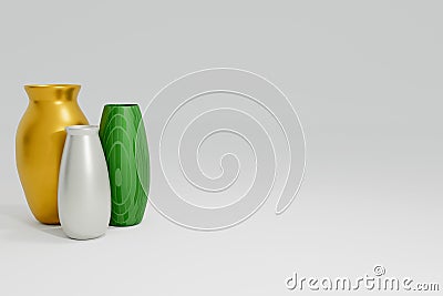 3D rendering different design of vase isolated on white background Stock Photo