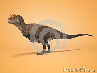 3D rendering dinosaur on orange background with shadow Stock Photo
