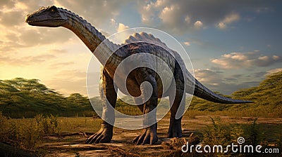 Realistic 8k Rendering Of Apatosaurus With Scorpion Tail Stock Photo