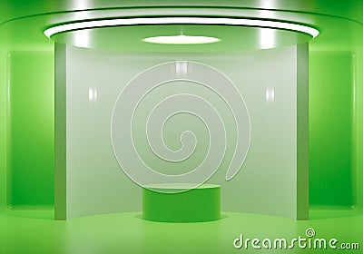 display podiums mockup in room studio isolated green color Stock Photo