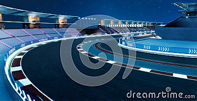 3d rendering does not exist futuristic Racetrack Circuit Stock Photo