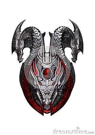 3D Rendering Dragon Shield on White Stock Photo