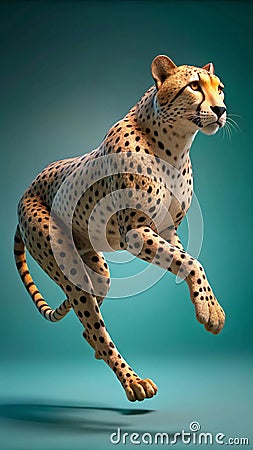 3d rendering of dynamic cheetah. Generative AI Stock Photo