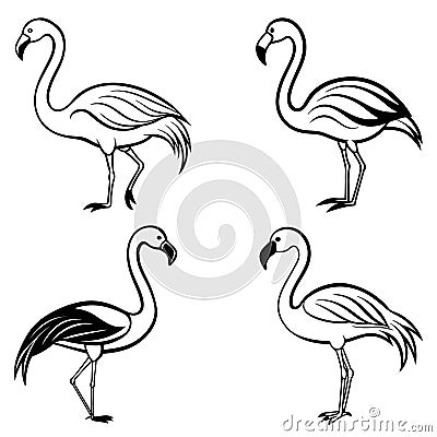 3d rendering of dynamic flamingo silhouette line art. Generative AI Vector Illustration
