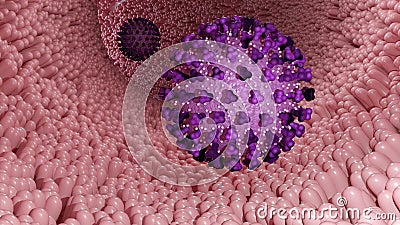 3d rendering of Echovirus or enteric cytopathic human orphan virus Stock Photo
