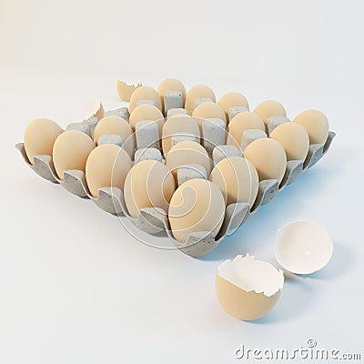 3d rendering eggs in a carton package Stock Photo