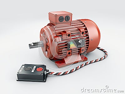 3d Rendering of Electric motor rotor with push point station, clipping path included. Stock Photo