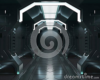 3D rendering elements of this image furnished ,Spaceship white interior ,tunnel,corridor,hallway Stock Photo