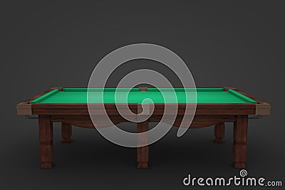 3d rendering of an empty billiard table in side view on a dark background. Stock Photo