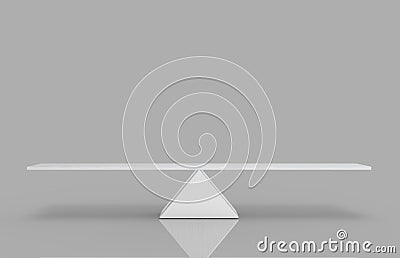 3d rendering. Empty blank silver aluminium triangle balance scale with clipping path on gray background. Stock Photo