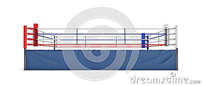 3d rendering of an empty boxing ring in front view isolated in white background. Stock Photo