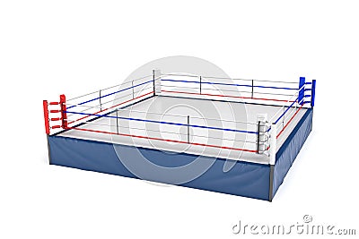 3d rendering of an empty boxing ring isolated in white background. Stock Photo