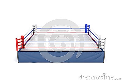 3d rendering of an empty boxing ring in top front view isolated in white background. Stock Photo