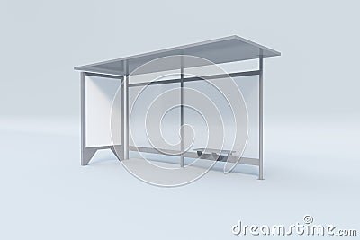 3D rendering of an empty bus station with a blank signboard space Stock Photo
