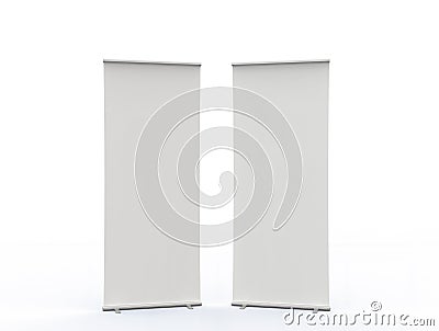 Empty roll up banners Stock Photo