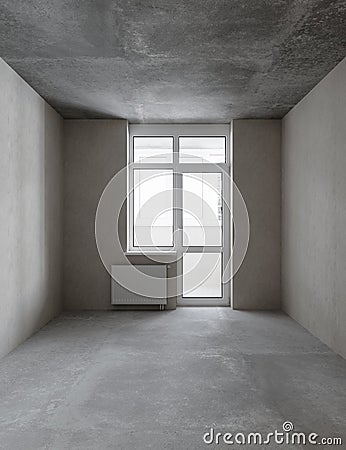 3D rendering of an empty room with decoration materials without flooring Stock Photo