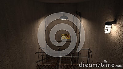 3d-illustration of an empty and scary nucelar facility corridor Stock Photo