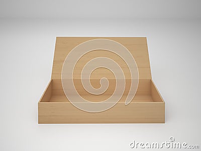 3D rendering Empty Wooden box isolated on white background, ill Cartoon Illustration