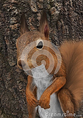 3D Rendering European Red Squirrel Stock Photo