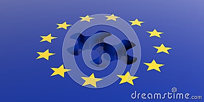 3d rendering european union flag, missing piece Stock Photo