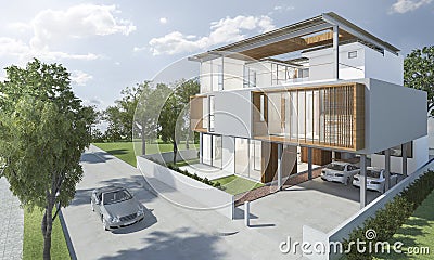 3d rendering exterior of modern house with good design Stock Photo